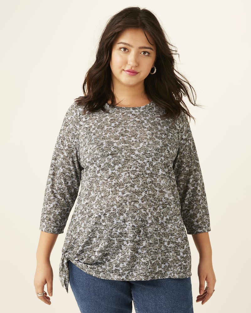 Front of plus size Viviene Three-Quarter-Sleeve Printed Top by Cameo | Dia&Co | dia_product_style_image_id:171141